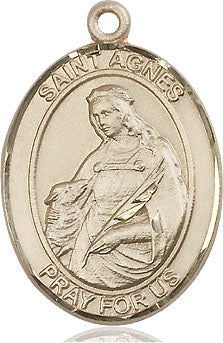 Extel Large Oval 14kt Gold Filled St. Agnes of Rome Medal, Made in USA