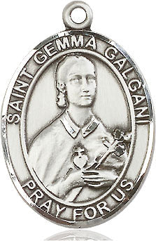 Extel Large Oval Sterling Silver St. Gemma Galgani Pendant with 24" chain, Made in USA