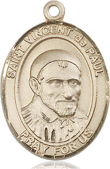 Extel Large Oval 14kt Gold Filled St. Vincent de Paul Medal, Made in USA