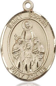 Extel Large Oval 14kt Gold Filled St. Sophia Pendant with 24" chain, Made in USA