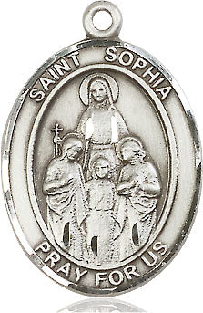 Extel Large Oval Sterling Silver St. Sophia Pendant with 24" chain, Made in USA
