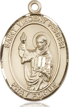 Extel Large Oval 14kt Gold Filled St. Vincent Ferrer Pendant with 24" chain, Made in USA