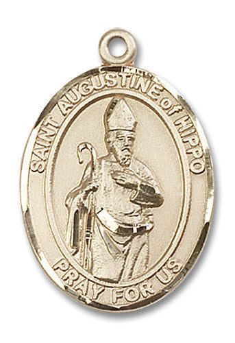 Extel Large Oval 14kt Gold Filled St. Augustine of Hippo Medal, Made in USA
