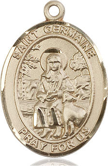 Extel Large Oval 14kt Gold Filled St. Germaine Cousin Medal, Made in USA