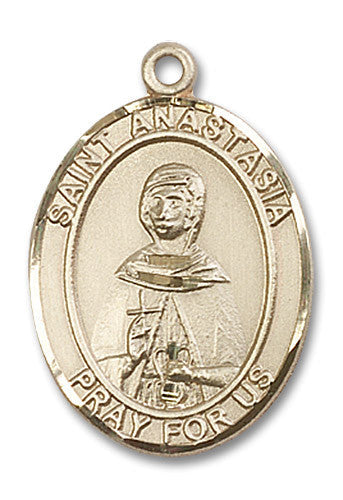 Extel Large Oval 14kt Gold Filled St. Anastasia Medal, Made in USA
