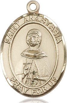 Extel Large Oval 14kt Gold Filled St. Anastasia Medal, Made in USA