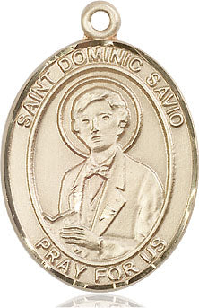 Extel Large Oval 14kt Gold Filled St. Dominic Savio Medal, Made in USA