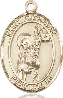 Extel Large Oval 14kt Gold Filled St. Stephanie Pendant with 24" chain, Made in USA
