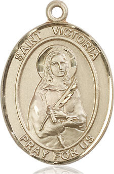 Extel Large Oval 14kt Gold Filled St. Victoria Pendant with 24" chain, Made in USA