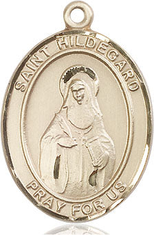 Extel Large Oval 14kt Gold Filled St. Hildegard Von Bingen Medal, Made in USA