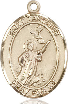 Extel Large Oval 14kt Gold Filled St. Tarcisius Pendant with 24" chain, Made in USA