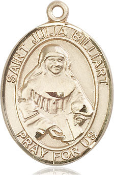 Extel Large Oval 14kt Gold Filled St. Julia Billiart Pendant with 24" chain, Made in USA