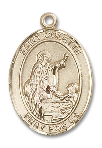 Extel Large Oval 14kt Gold Filled St. Colette Medal, Made in USA