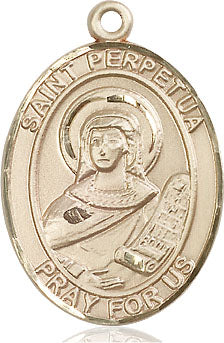 Extel Large Oval 14kt Gold Filled St. Perpetua Medal, Made in USA