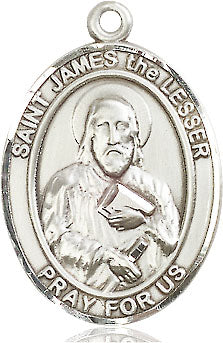 Extel Large Oval Sterling Silver St. James the Lesser Pendant with 24" chain, Made in USA