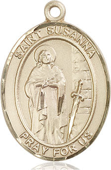 Extel Large Oval 14kt Gold Filled St. Susanna Pendant with 24" chain, Made in USA