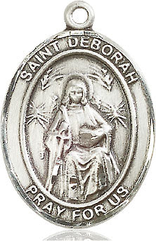 Extel Large Oval Sterling Silver St. Deborah Pendant with 24" chain, Made in USA