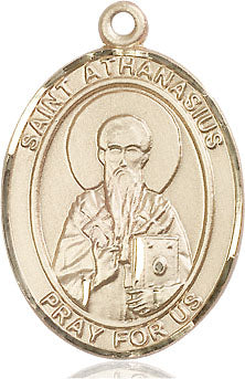 Extel Large Oval 14kt Gold Filled St. Athanasius Medal, Made in USA