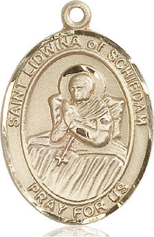 Extel Large Oval 14kt Gold Filled St. Lidwina of Schiedam Pendant with 24" chain, Made in USA