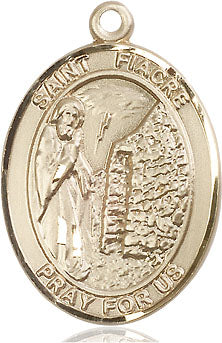 Extel Large Oval 14kt Gold Filled St. Fiacre Medal, Made in USA