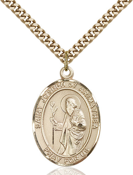 Extel Large Oval 14kt Gold Filled St. Joseph of Arimathea Pendant with 24" chain, Made in USA