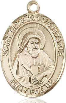 Extel Large Oval 14kt Gold Filled St. Bede the Venerable Medal, Made in USA
