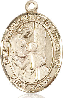 Extel Large Oval 14kt Gold Filled St. Elizabeth of the Visitation Medal, Made in USA