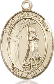 Extel Large Oval 14kt Gold Filled St. Zoe of Rome Pendant with 24" chain, Made in USA