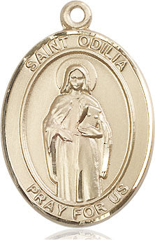 Extel Large Oval 14kt Gold Filled St. Odilia Pendant with 24" chain, Made in USA