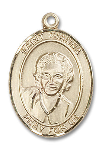 Extel Large Oval 14kt Gold Filled St. Gianna Medal, Made in USA