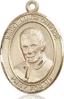 Extel Large Oval 14kt Gold Filled St. Luigi Orione Medal, Made in USA
