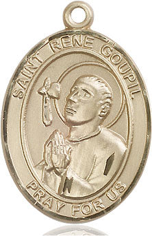 Extel Large Oval 14kt Gold Filled St. Rene Goupil Pendant with 24" chain, Made in USA