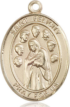 Extel Large Oval 14kt Gold Filled St. Felicity Medal, Made in USA