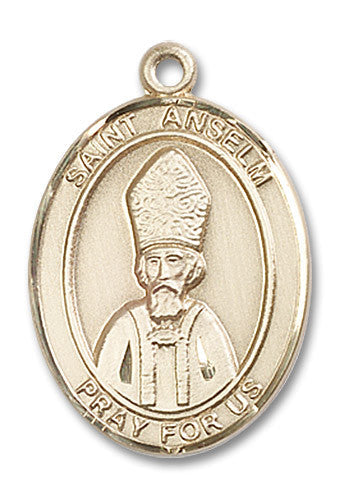 Extel Large Oval 14kt Gold Filled St. Anselm of Canterbury Medal, Made in USA