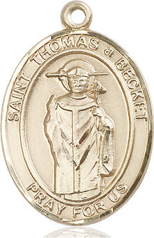 Extel Large Oval 14kt Gold Filled St. Thomas A Becket Pendant with 24" chain, Made in USA