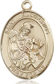 Extel Large Oval 14kt Gold Filled St. Eustachius Medal, Made in USA