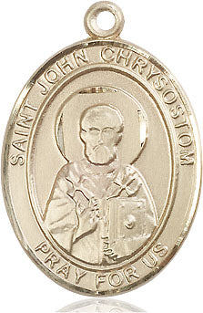 Extel Large Oval 14kt Gold Filled St. John Chrysostom Medal, Made in USA