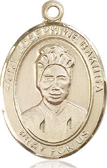 Extel Large Oval 14kt Gold Filled St. Josephine Bakhita Pendant with 24" chain, Made in USA