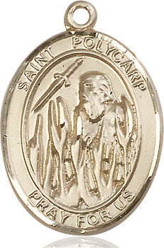 Extel Large Oval 14kt Gold Filled St. Polycarp of Smyrna Pendant with 24" chain, Made in USA