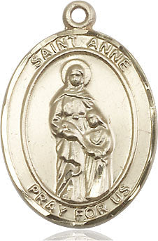 Extel Large Oval 14kt Gold Filled St. Anne Pendant with 24" chain, Made in USA