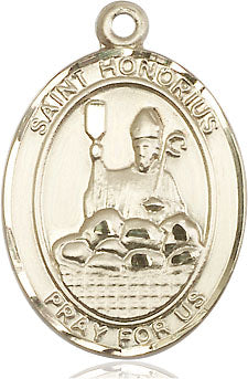 Extel Large Oval 14kt Gold Filled St. Honorius Medal, Made in USA