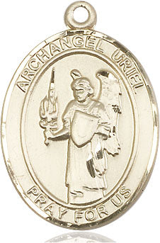 Extel Large Oval 14kt Gold Filled St. Uriel the Archangel Pendant with 24" chain, Made in USA
