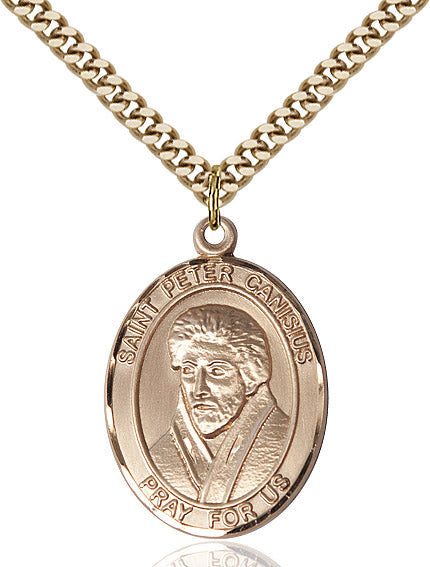 Extel Large Oval 14kt Gold Filled St. Peter Canisius Pendant with 24" chain, Made in USA