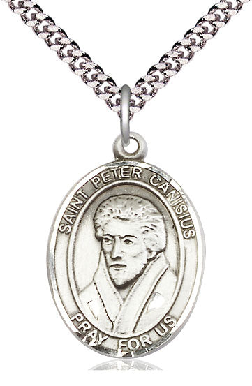 Extel Large Oval Pewter St. Peter Canisius Pendant with 24" chain, Made in USA