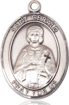 Extel Large Oval Sterling Silver St. Gerald Pendant with 24" chain, Made in USA