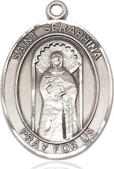 Extel Large Oval Sterling Silver St. Seraphina Pendant with 24" chain, Made in USA