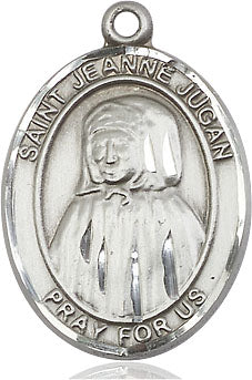 Extel Large Oval Sterling Silver St. Jeanne Jugan Pendant with 24" chain, Made in USA