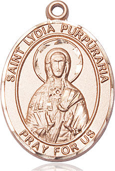 Extel Large Oval 14kt Gold Filled St. Lydia Purpuraria Pendant with 24" chain, Made in USA