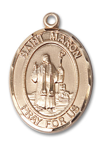 Extel Large Oval 14kt Gold Filled St. Maron Medal, Made in USA