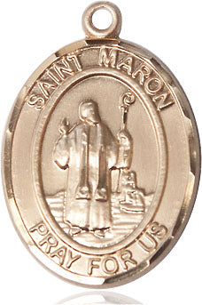Extel Large Oval 14kt Gold Filled St. Maron Pendant with 24" chain, Made in USA